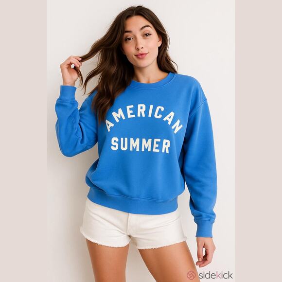 New Women's Size Large American Summer Sweatshirt, Blue By Universal Thread - Picture 1 of 7